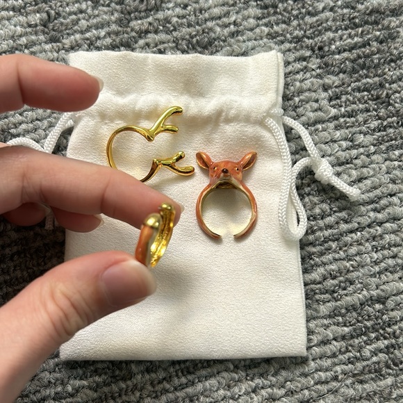 Disney Bambi deer gold ring set of 3 adorable novelty movie size 7✨ - Picture 6 of 9
